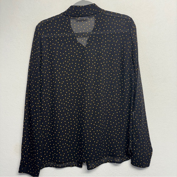 Reformation Blouse Violet L Polka Dot Button Down Long Sleeve Top Black Yellow - Picture 3 of 9